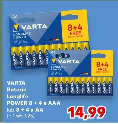 Baterie Longlife POWER 8 + 4 x AAA lub 8 + 4 x AA promocja w Kaufland
