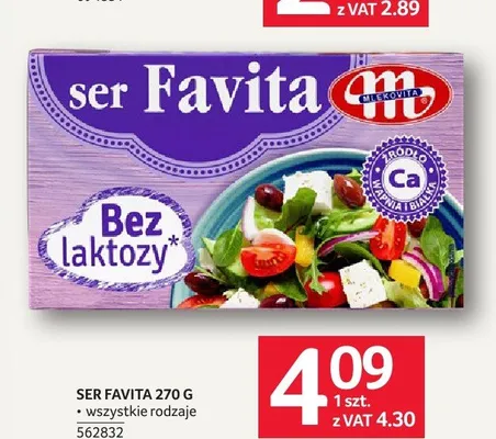 Ser Favita bez laktozy Mlekovita promocja w Selgros