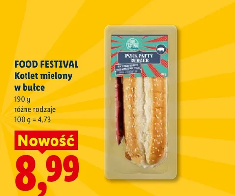 Kotlet mielony w bułce Pork Patty Burger Food Festival promocja w Lidl