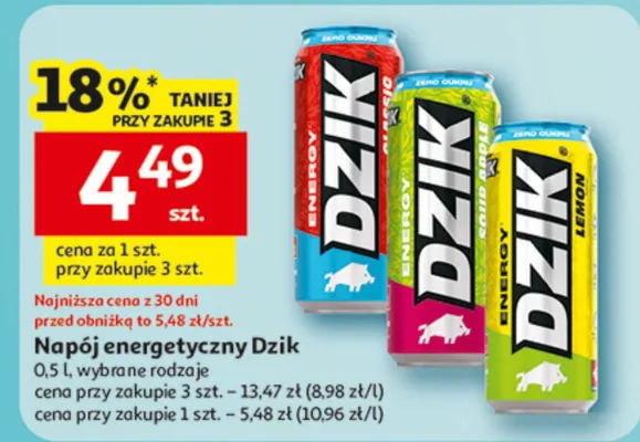 Napój energetyczny Dzik promocja w Auchan