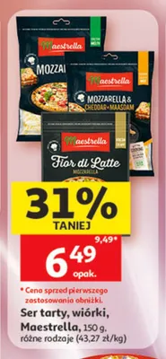 Ser tarty wiórki Mozzarella & Cheddar & Maasdam Maestrella promocja w Auchan