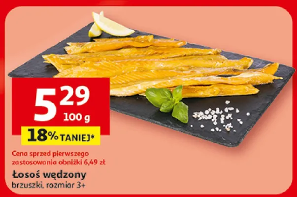 Łosoś wędzony brzuszki, rozmiar 3+ promocja w Auchan