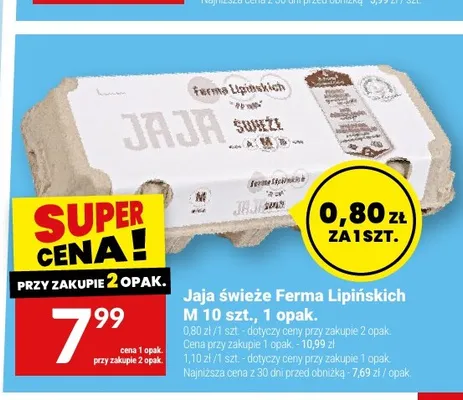 Jajka kurze świeże Ferma Lipińskich M 10 szt promocja w Twój Market