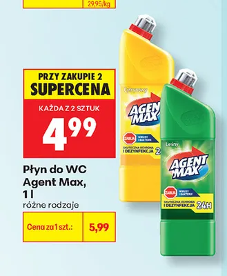 Płyn do WC Agent Max leśny promocja w Biedronka