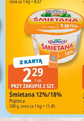 Śmietana Piątnica 12% promocja w Leclerc