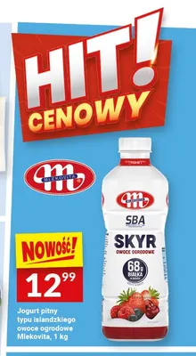 Jogurt pitny typu islandzkiego Skyr owoce ogrodowe Mlekovita promocja w Twój Market