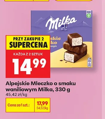 Alpejskie Mleczko o smaku waniliowym Milka promocja w Biedronka