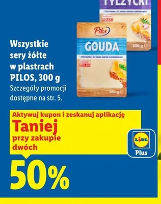 Ser żółty w plastrach Tylżycki Pilos promocja w Lidl