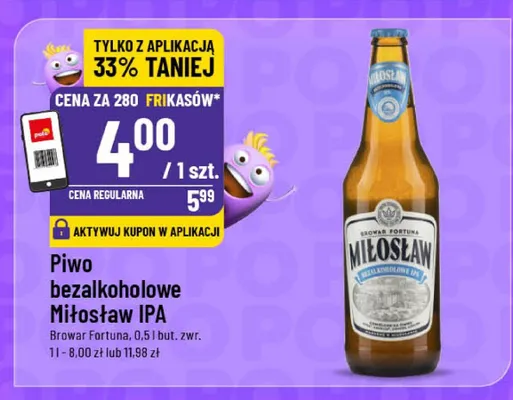 Piwo bezalkoholowe Miłosław IPA Browar Fortuna promocja w POLOmarket