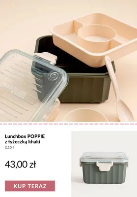 Lunchbox POPPIE z łyżeczką khaki 2,15 l promocja w Homla