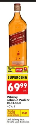 Whisky Johnnie Walker Red Label promocja w Biedronka