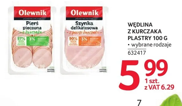 Wędlina z kurczaka pierś pieczona w plastrach Olewnik promocja w Selgros