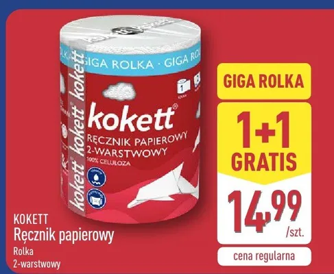 Ręcznik papierowy 2-warstwowy rolka Giga Rolka 1+1 gratis promocja w Aldi