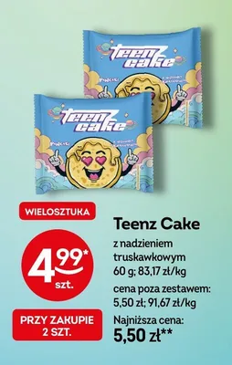 Ciastko Teenz Cake z nadzieniem truskawkowym promocja w Żabka