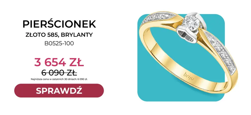 Pierścionek złoto 585 brylanty Briju promocja w Briju