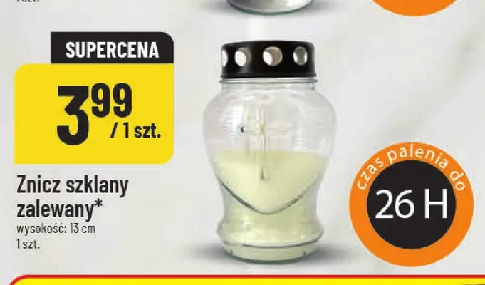 Znicz szklany zalewany 13 cm promocja w POLOmarket