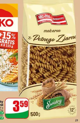 Makaron pełnoziarnisty świdry Arc-Pol promocja w Dino