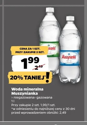 Woda mineralna niegazowana Muszynianka promocja w Netto