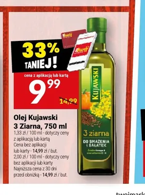 Olej rzepakowy Kujawski 3 Ziarna promocja w Twój Market