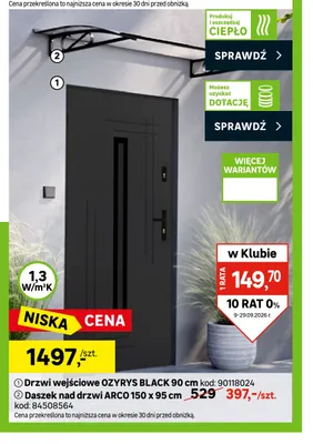 Drzwi wejściowe Ozyrys Black 90 cm promocja w Leroy Merlin