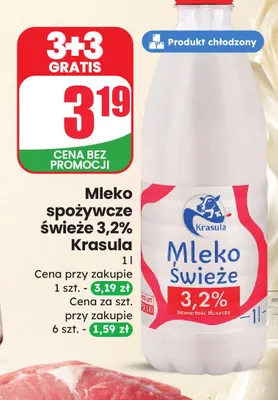 Mleko spożywcze świeże 3,2% Krasula promocja w Dino