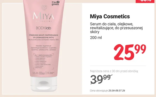 Serum do ciała olejkowe rewitalizujące Miya Cosmetics BODY.lab promocja w Rossmann
