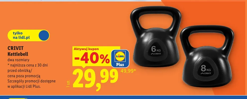 Kettlebell 6 kg Crivit promocja w Lidl
