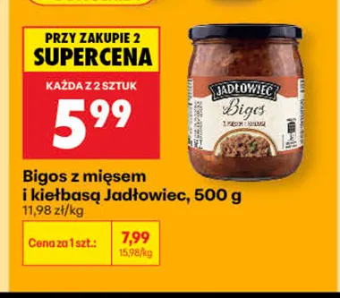 Bigos z mięsem i kiełbasą Jadłowiec promocja w Biedronka