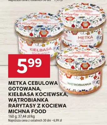 Metka cebulowa gotowana kiełbasa kociewska, wątrobianka rarytasy z Kociewa Michna Food promocja w Stokrotka