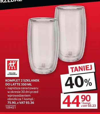 Komplet 2 szklanek do latte 350 ml Zwilling J.A. Henckels promocja w Selgros