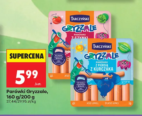 Parówki Gryzzale z szynki Tarczyński promocja w Biedronka