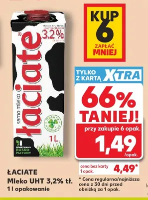 Mleko UHT Łaciate 3,2% promocja w Kaufland