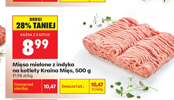 Mięso mielone z indyka na kotlety Kraina Mięs promocja w Biedronka