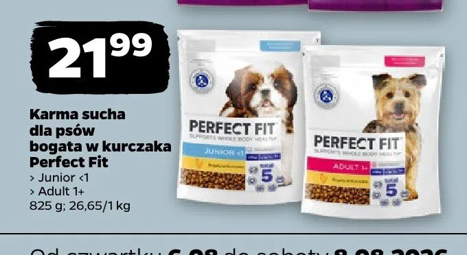 Karma sucha dla psów Perfect Fit Adult 1+ promocja w Netto