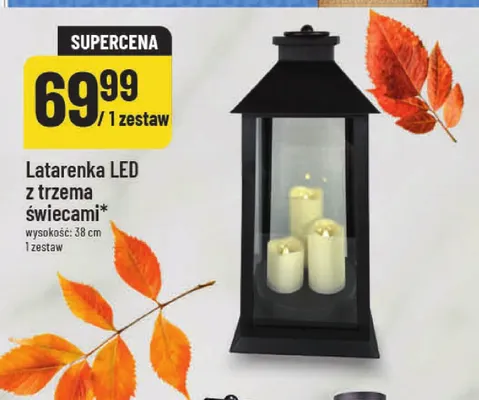Latarenka LED z trzema świecami 38 cm promocja w POLOmarket