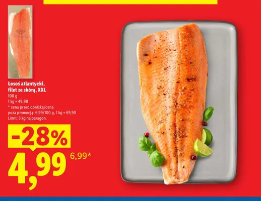 Łosoś atlantycki filet ze skórą XXL promocja w Lidl
