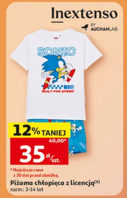 Piżama chłopięca z licencją Inextenso rozm. 3-14 lat promocja w Auchan
