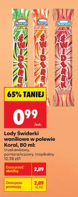 Lody Świderki waniliowe w polewie tropikalny promocja w Biedronka