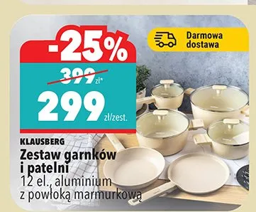 Zestaw garnków i patelni 12 el. aluminium, z powłoką marmurową promocja w Biedronka
