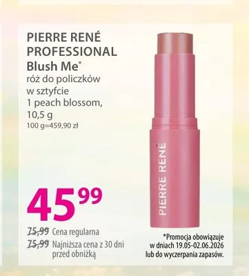 Róż do policzków w sztyfcie 1 peach blossom PIERRE RENÉ PROFESSIONAL Blush Me promocja w Hebe