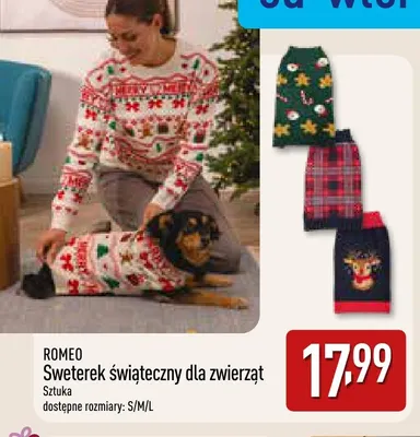 Sweterek świąteczny dla zwierząt Romeo promocja w Aldi