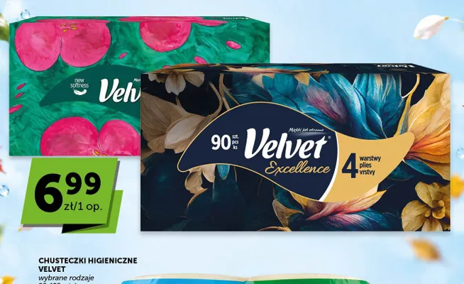 Chusteczki higieniczne Velvet Excellence promocja w Groszek
