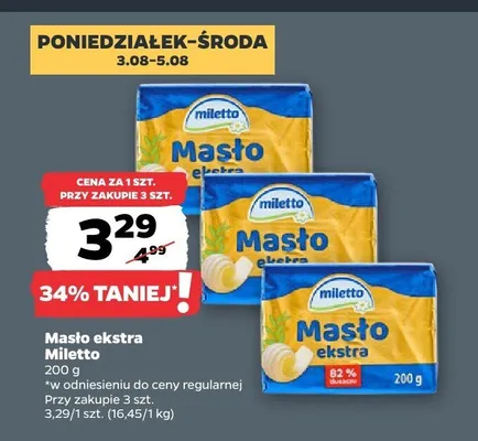 Masło ekstra Miletto promocja w Netto