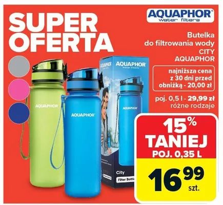 Butelka do filtrowania wody City promocja w Carrefour