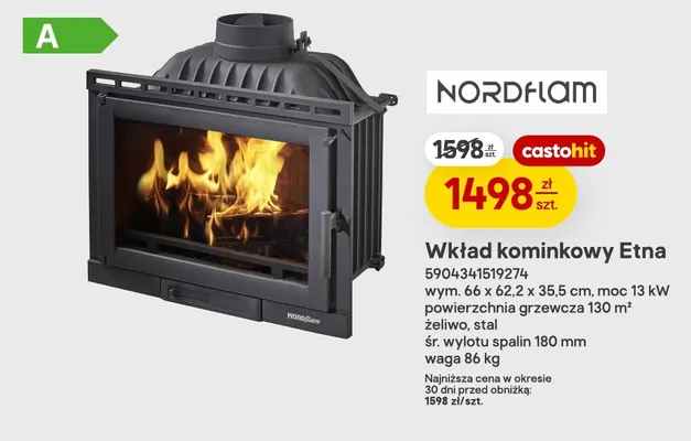 Wkład kominkowy Etna Nordflam promocja w Castorama