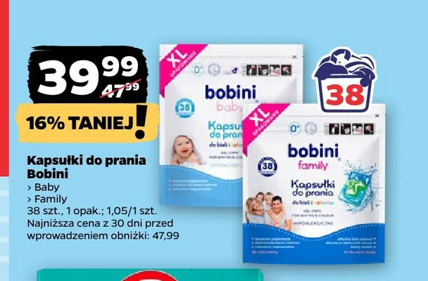 Kapsułki do prania Bobini Family promocja w Netto