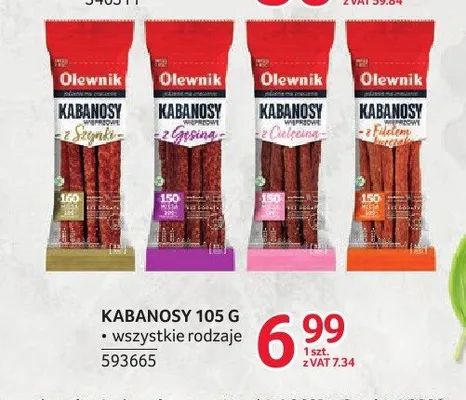 Kabanosy wieprzowe z szynki Olewnik promocja w Selgros