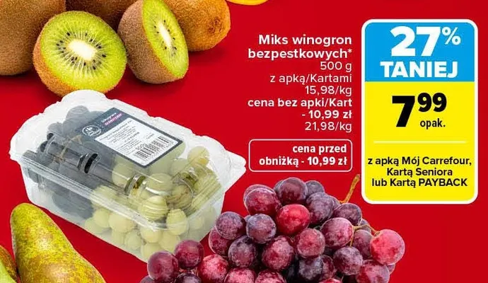 Miks winogron bezpestkowych promocja w Carrefour Market