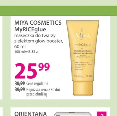 Maseczka do twarzy z efektem glow booster MyRICEglue Miya Cosmetics promocja w Hebe