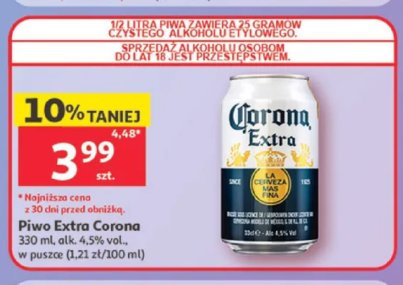 Piwo Extra Corona w puszce alk. 4,5% vol. promocja w Auchan